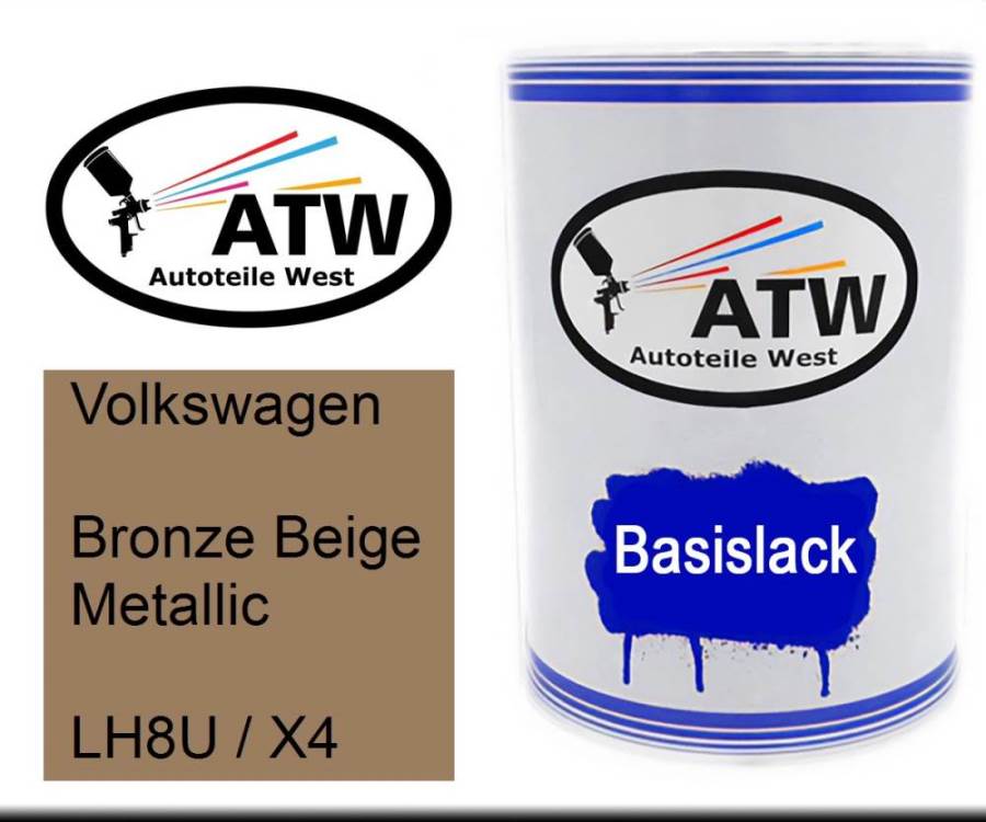 Volkswagen, Bronze Beige Metallic, LH8U / X4: 500ml Lackdose, von ATW Autoteile West.